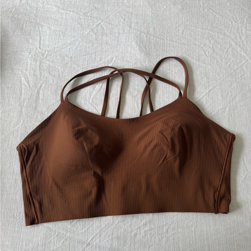 lululemon athletica Brown Ribbed Strappy Sports Bra